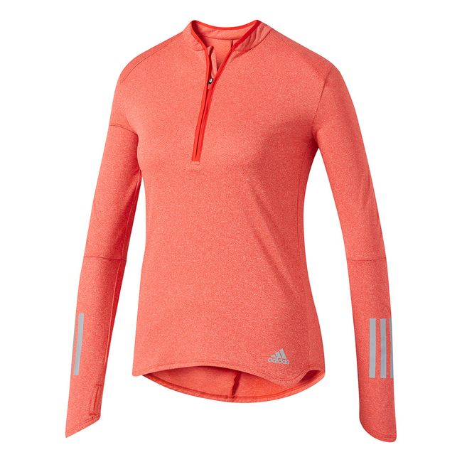 Camiseta Manga Longa Running Adidas Ziper Response Feminina A