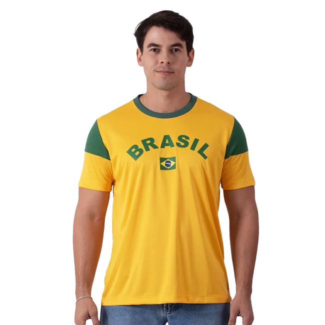 CAMISETA BRAZILINE BRASIL DENGO MASCULINA - AMARELO P