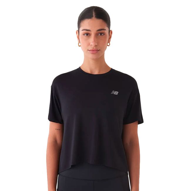 CAMISETA CROPPED NEW BALANCE DRAPEY FEMININA - PRETO P
