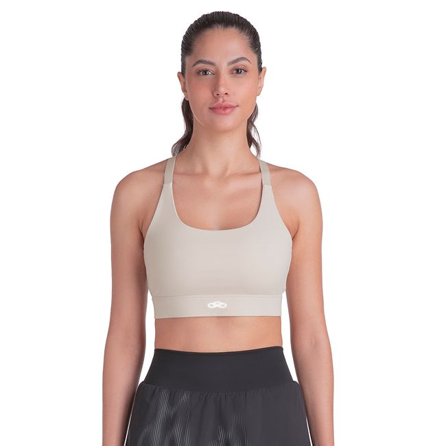 TOP OLYMPIKUS CORRE MÉDIO IMPACTO FEMININO - BEGE  P