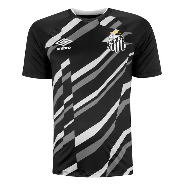 CAMISA DE AQUECIMENTO UMBRO SANTOS 2026 MASCULINA - PTO/BCO M