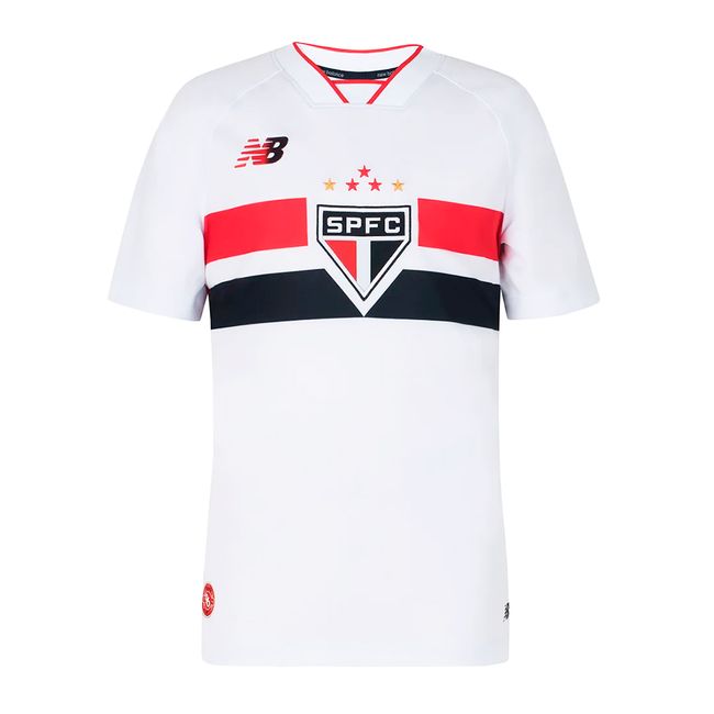 CAMISA NEW BALANCE SÃO PAULO F.C I 2026 JUVENIL - TORCEDOR - BCO/VERM 08