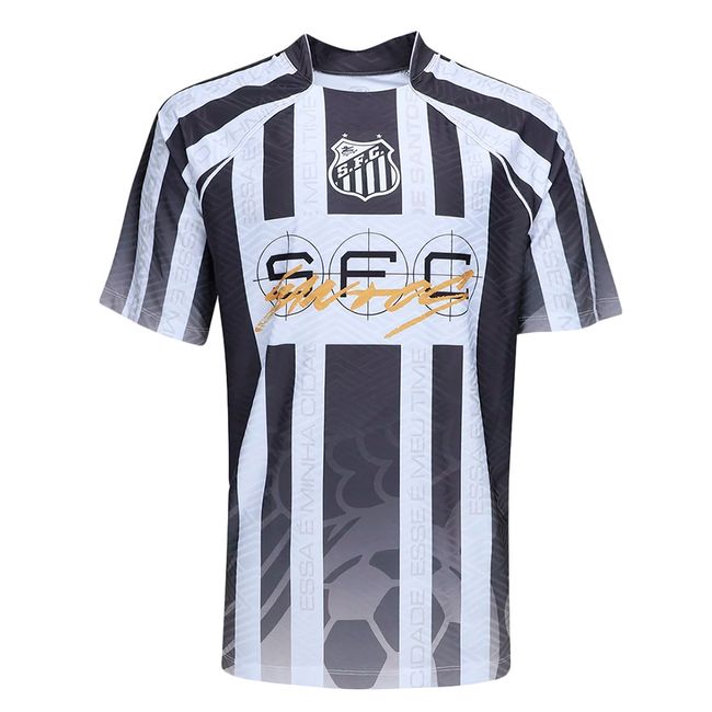 CAMISA POLO WANTED SANTOS EU VIM DE SANTOS MASCULINA - BCO/PTO M