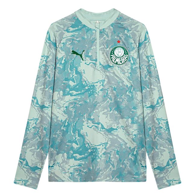 BLUSA PRÉ-JOGO PUMA PALMEIRAS 1/4 ZIP TOP 2026 MASCULINA - VERDE AGUA M