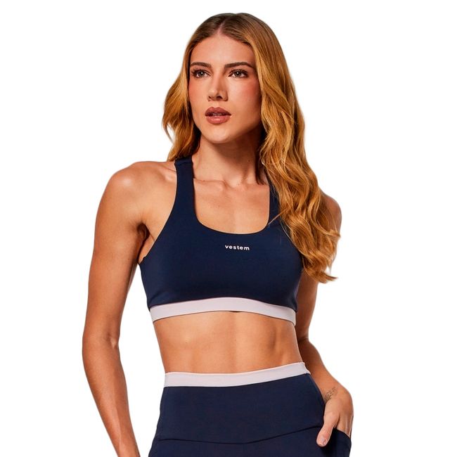 TOP VESTEM BICOLOR HELENA ALTA SUSTENTAÇÃO FEMININO - MARINHO P