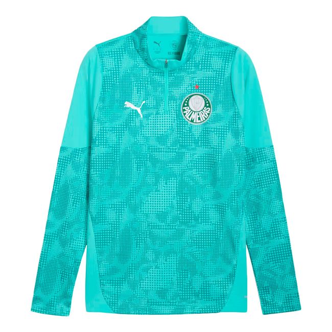 BLUSA DE TREINO PUMA PALMEIRAS 1/4 ZIP MASCULINA - VERDE AGUA M
