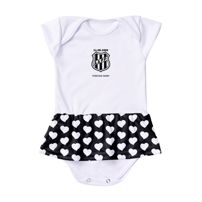 BODY TORCIDA BABY PONTE PRETA CORAÇÃO INFANTIL - PTO/BCO 1