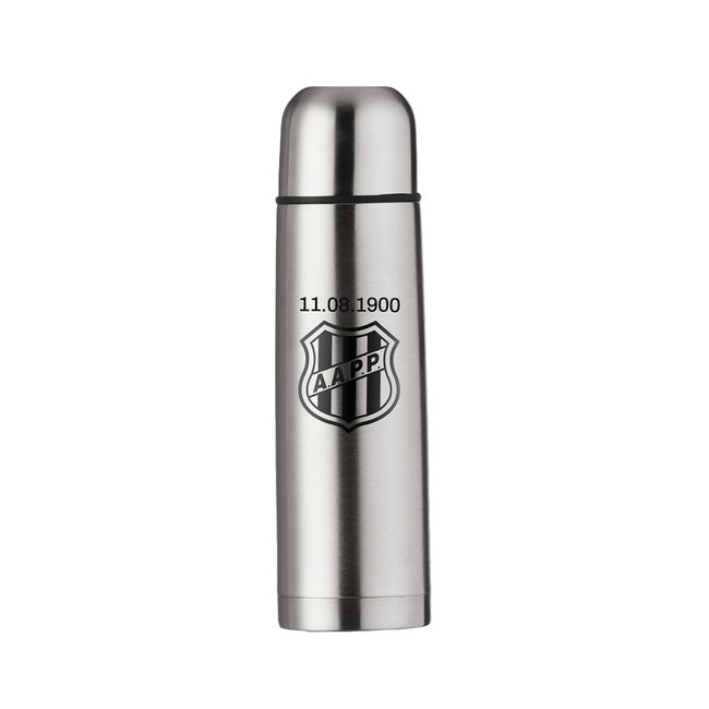 GARRAFA TÉRMICA WOOD PONTE PRETA - 500 ML - PRATA UN