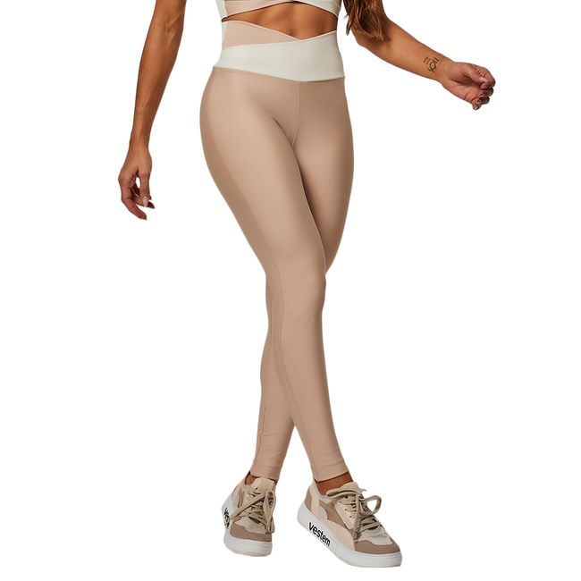 CALÇA LEGGING VESTEM BICOLOR YARA FEMININA - BEGE P