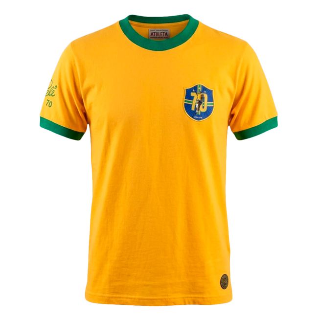 CAMISETA ATHLETA BRASIL RETRÔ PELÉ 1970 MASCULINA - AMARELO M
