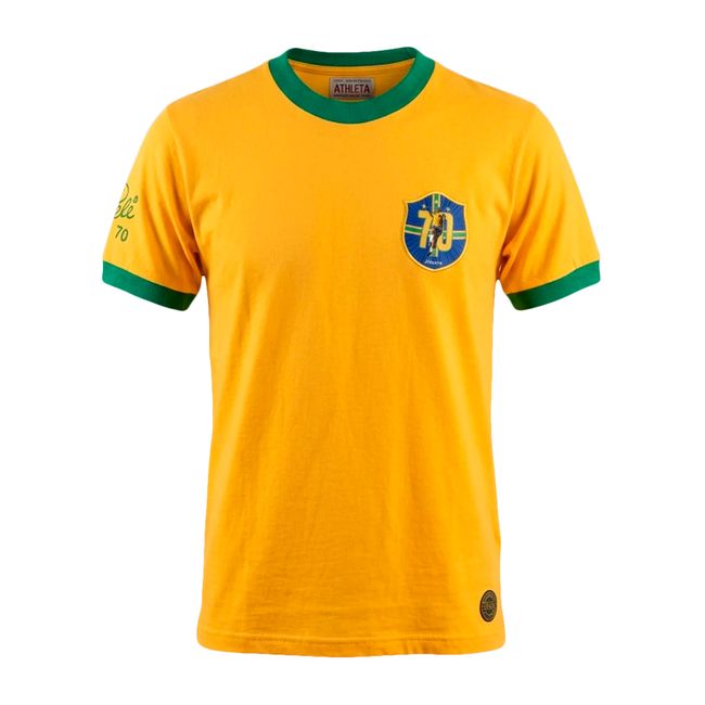 CAMISETA ATHLETA BRASIL RETRÔ PELÉ 1970 FEMININA - AMARELO P