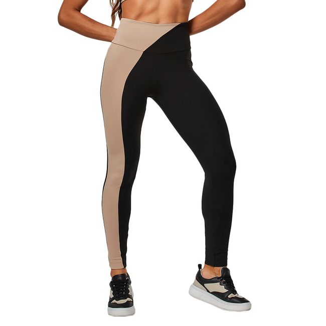 CALÇA LEGGING VESTEM BICOLOR ISIS FEMININA - PRETO P