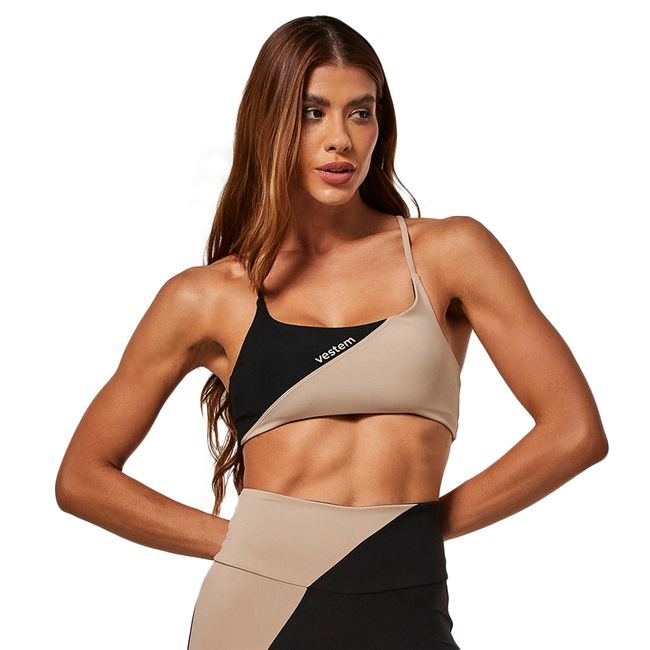 TOP VESTEM BICOLOR ISIS FEMININO - PRETO P