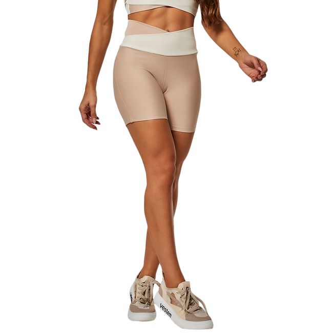 SHORT VESTEM BICOLOR YARA FEMININO - BEGE P