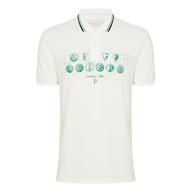 CAMISA POLO VESTE PALMEIRAS ORIGENS BRASÕES MASCULINA - AREIA P