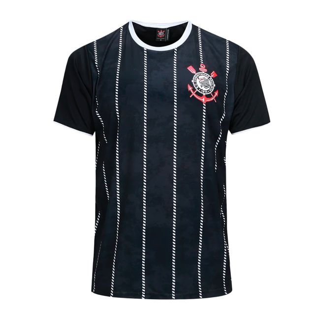 CAMISETA BRAZILINE CORINTHIANS CORINTO FEMININA - PRETO P
