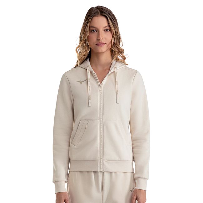 JAQUETA DE MOLETOM MIZUNO NOVO FEMININA - AREIA P