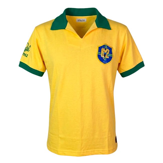 CAMISA POLO ATHLETA BRASIL RETRÔ PELÉ 1962 MASCULINA - AMARELO G
