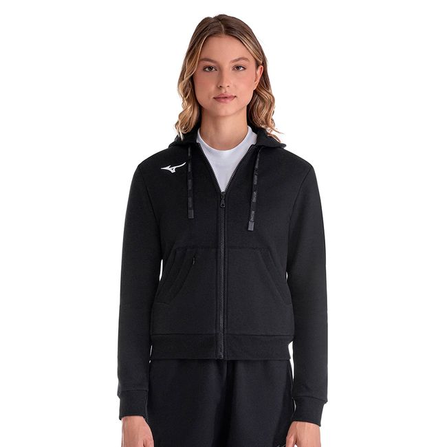 JAQUETA DE MOLETOM MIZUNO NOVO FEMININA - PRETO P